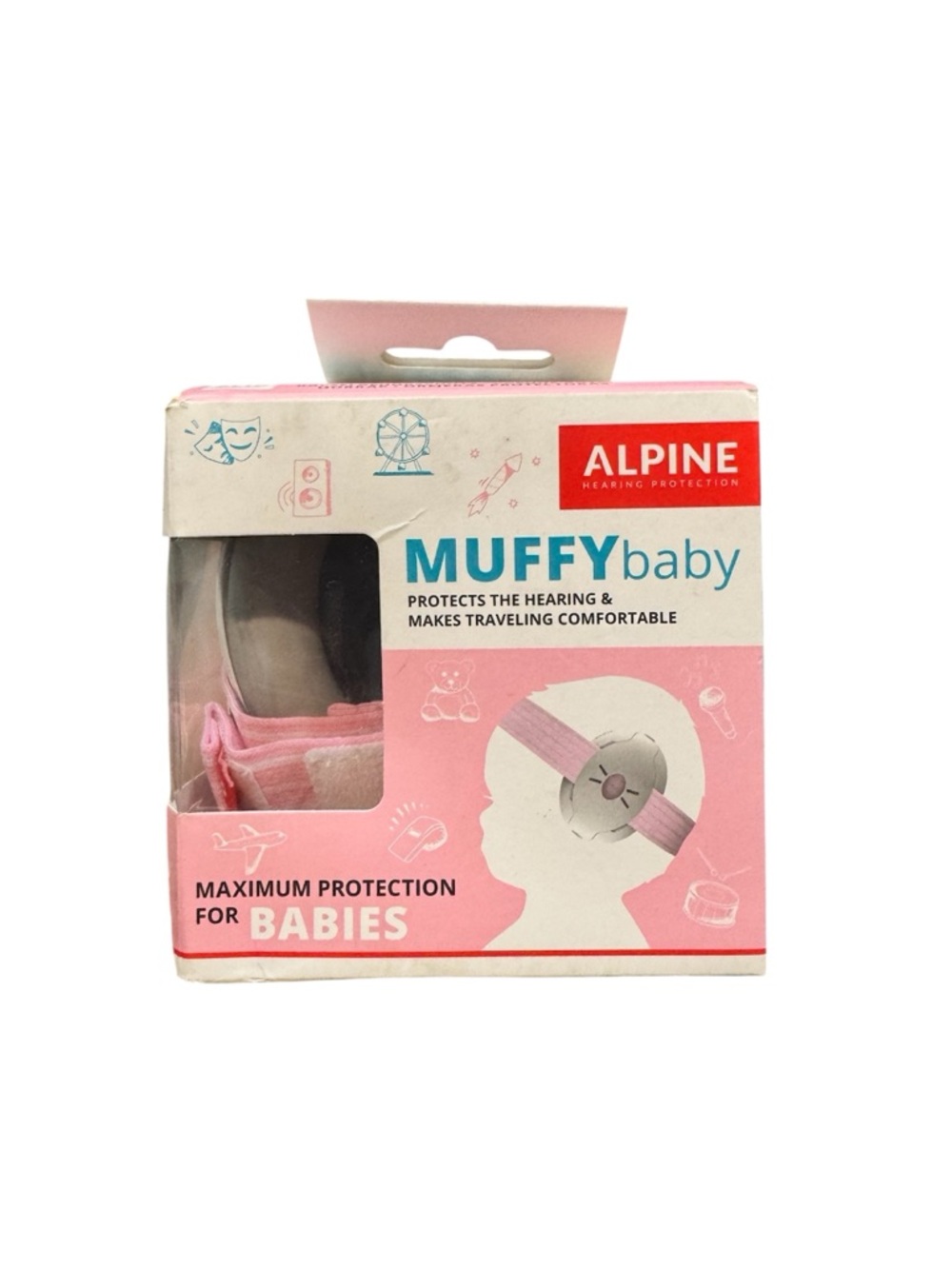 Alpine Muffy Baby Hearing Protection – Gray with Pink Band